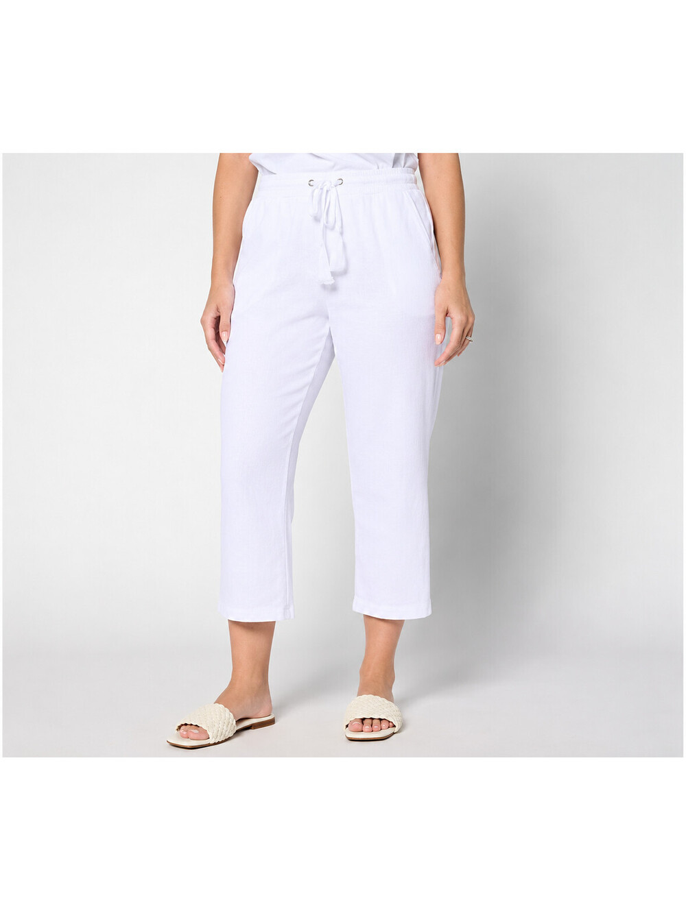 Belle by Kim Gravel Packabelle Gotta Getaway Cropped Pants White, Petite X-Large